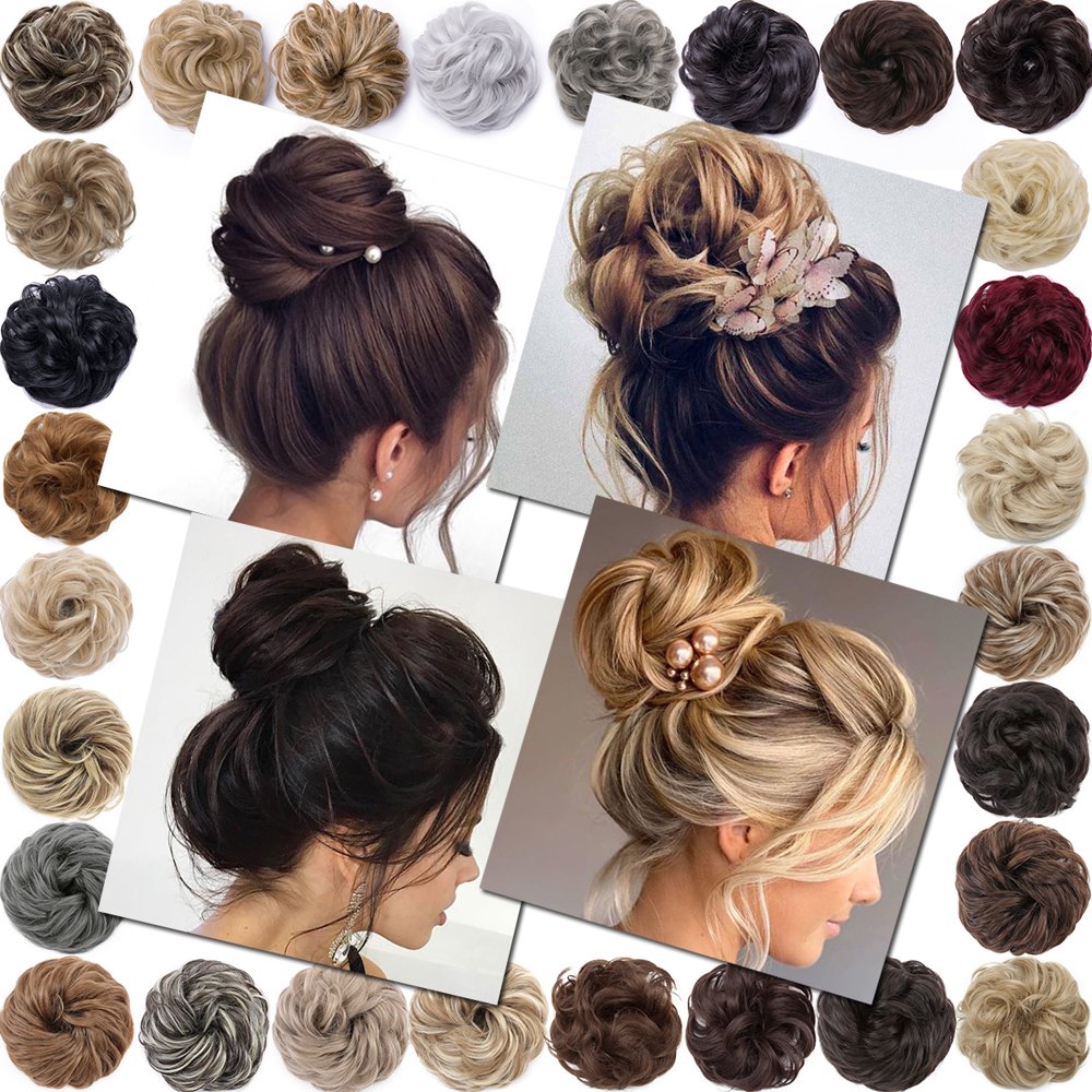 SEGO Messy Hair Bun Extensions Synthetic Scrunchies for Women Hair Donut Updo Wrap Ponytail