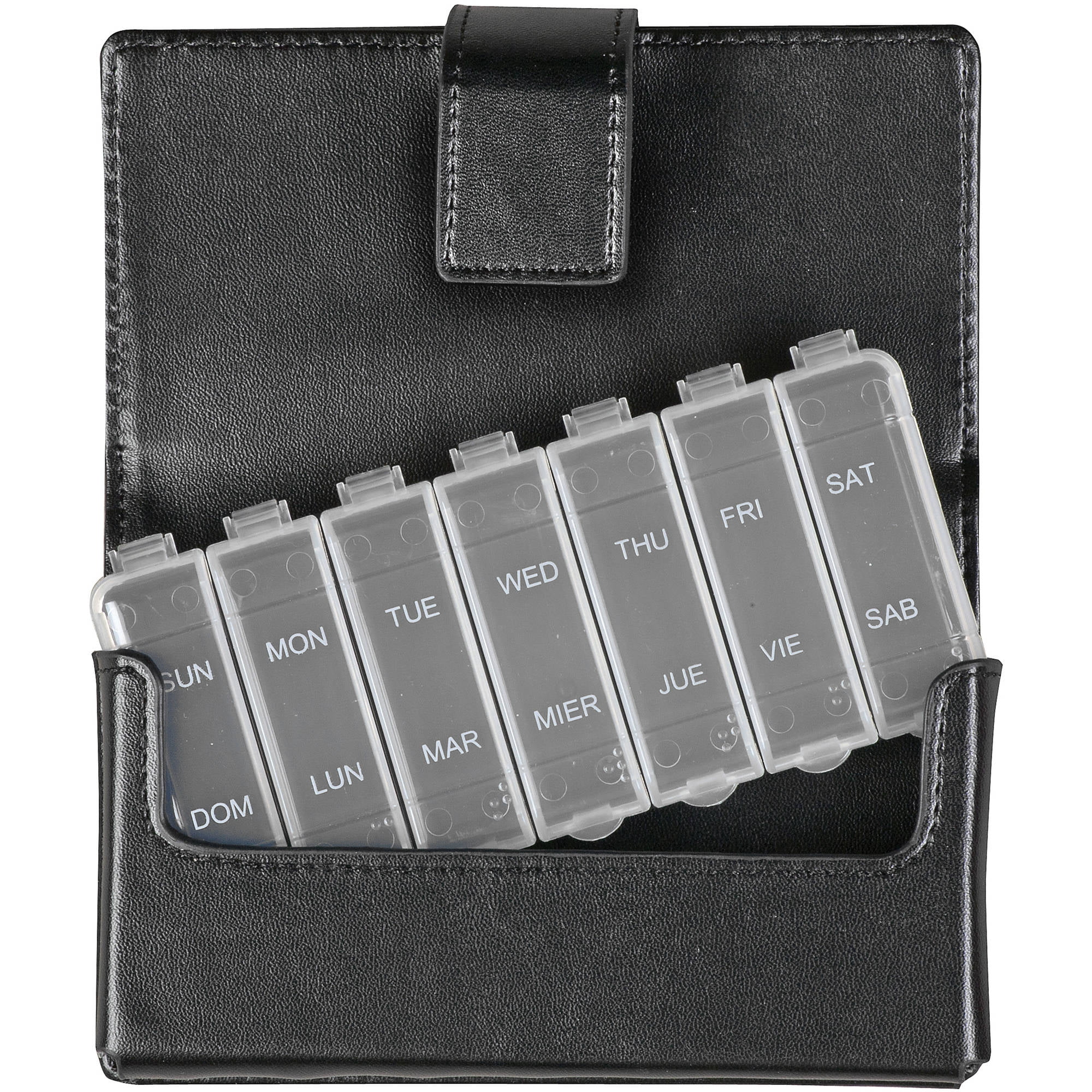 HealthSmart Fashion Travel Pill Case 7 Day Pill Organizer Box, Black