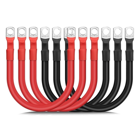 6PCS 4 AWG Battery Cables,30CM Marine Inverter Cables Set, with 3/8In Tinned Copper Lugs,for Automotive Solar,RV