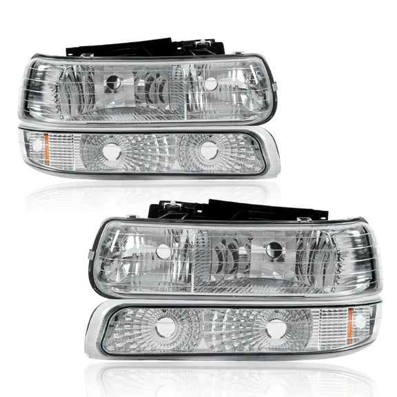 CROSSDESIGN Headlights Headlamps Fit for Chevy Silverado 1999-2002/Suburban 2000-2006