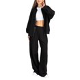 thumbnail image 2 of Women'S 2 Piece Outfits Oversized Casual Zip Up Long Sleeve Sweatshirt with Wide Leg Sweatpants Black L, 2 of 10