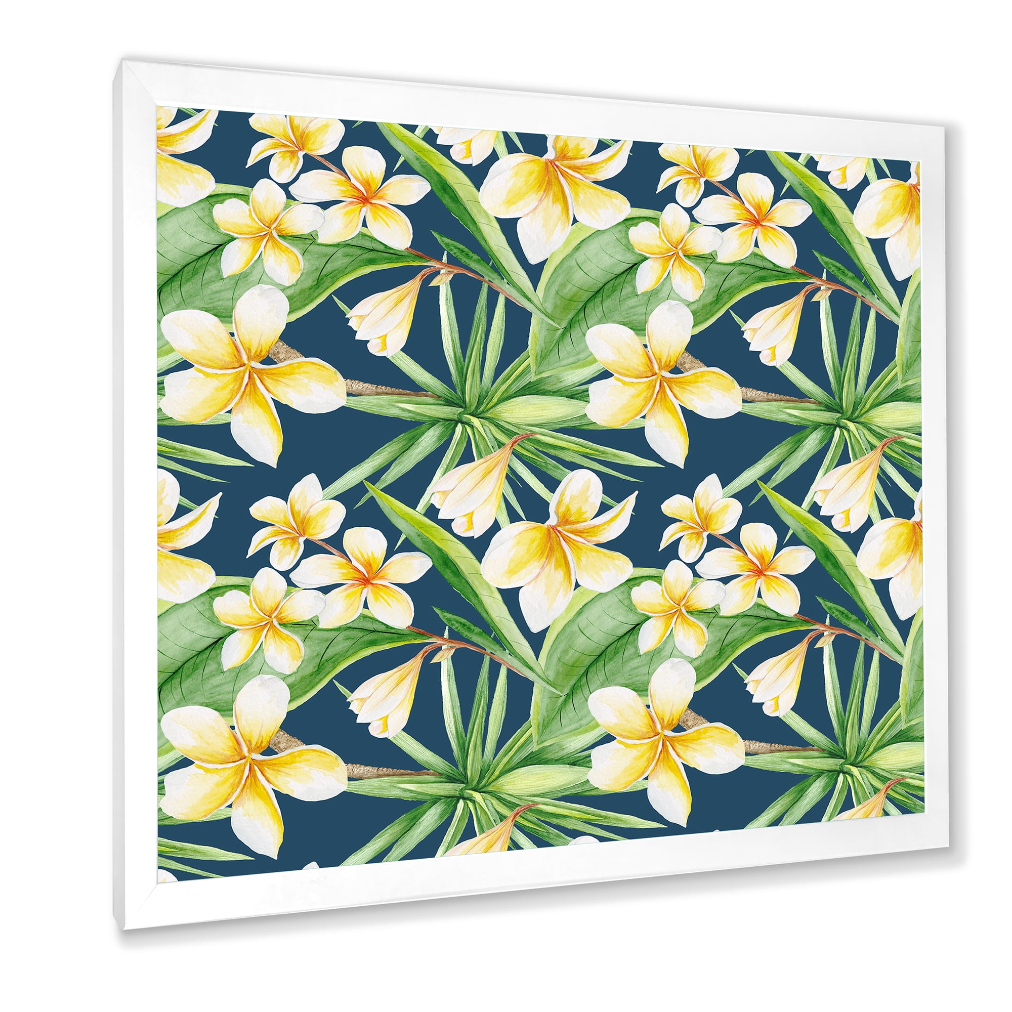 Designart 'Yellow Flowers and Tropical Foliage VIII' Modern Framed Art Print