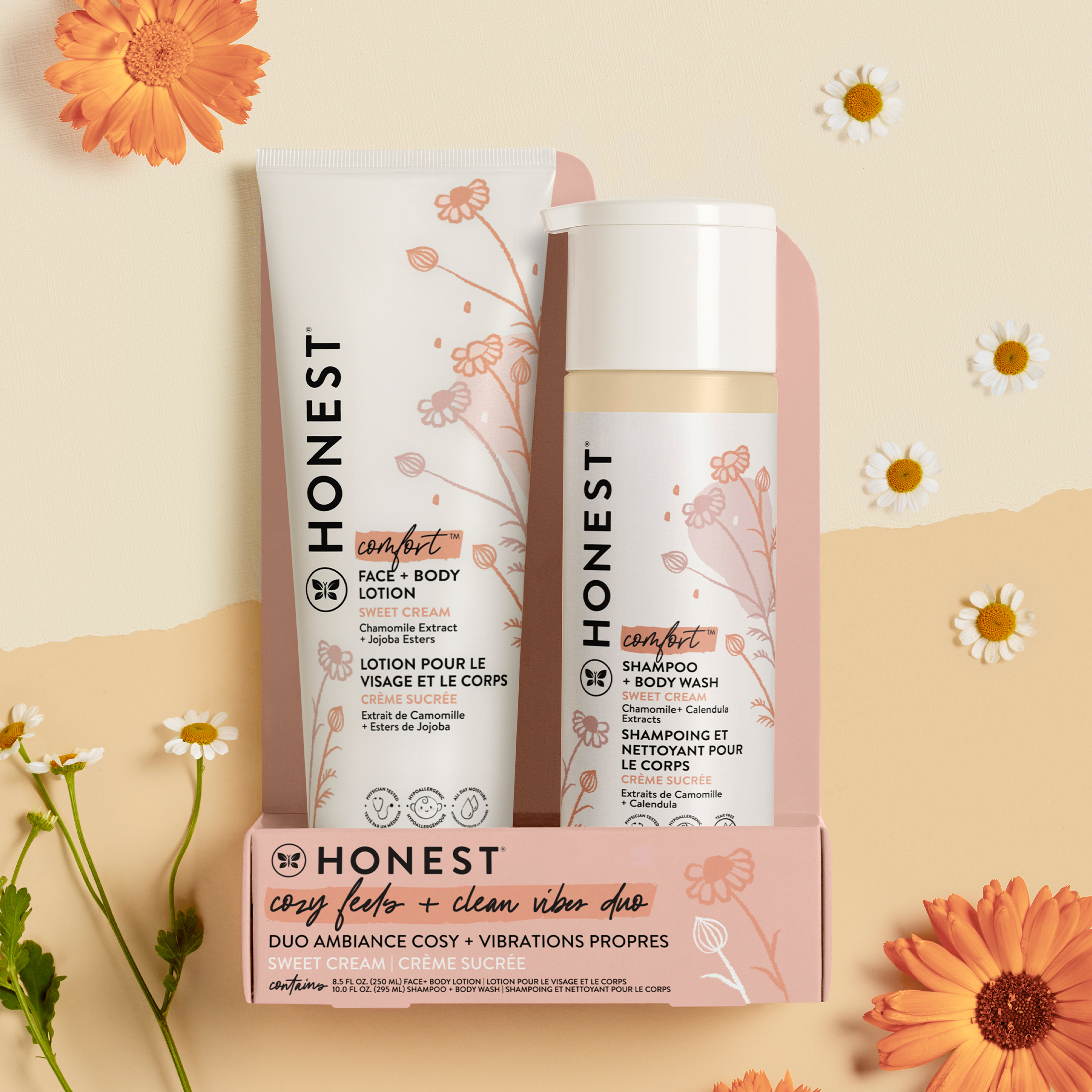 The Honest Company Baby Shampoo + Lotion Set, Sweet Cream, Comfort, 18. ...