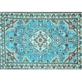 thumbnail image 1 of Ahgly Company Indoor Rectangle Medallion Light Blue Traditional Area Rugs, 5' x 7', 1 of 4