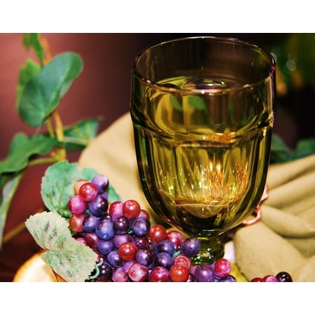 Chalice Center - LAMINATED POSTER Glass Goblet Silk Floral Table Scape Fake Grapes Poster Print 24 x 36