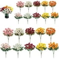 thumbnail image 7 of Luckcia Faux Mums, Booneb Mums, Artificial Outdoor SunsetMums Flowers, Artificial Sunsetmums- UV Resistant, Waterproof, Windproof, Fake Fall Flower Daisy with Eucalyptus (5Bundle Ivory), 7 of 7