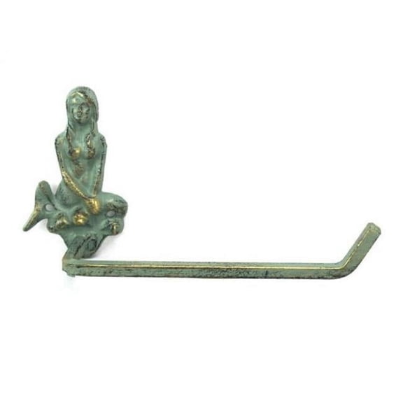 Handcrafted Model Ships K-9212-bronze 10 in. Antique Bronze Cast Iron Mermaid Toilet Paper Holder