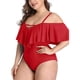 thumbnail image 1 of Trajes de baño de una pieza con hombros descubiertos de talla grande para mujer Trajes de baño con control de barriga Trajes de baño Adepaton HMHZ262-19, 1 of 7