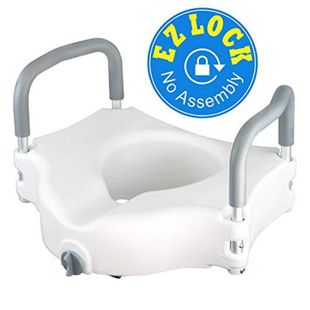 Raised Toilet Seat + Best Portable Elevated Riser with Padded Handles - Toilet Seat Lifter for Bathroom