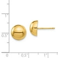 thumbnail image 3 of Real 14kt Yellow Gold Polished 10mm Half Ball Post Earrings; for Adults and Teens; for Women and Men, 3 of 3
