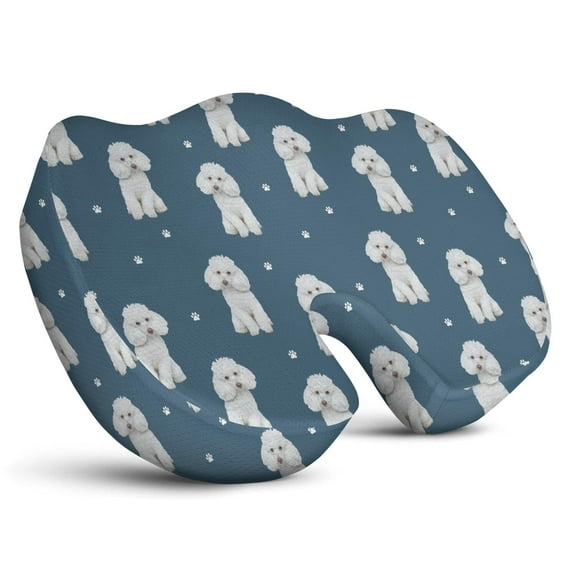 Premium Dog Pattern Memory Foam Seat Cushion Ergonomic Chair Pad for Office Chair, Car, Airplane & Bleachers Sciatica, Tailbone Hip & Back Pain Relief - Chair Cushion for Long Office Workers.