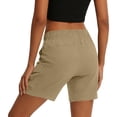 thumbnail image 6 of Qgtaibl Women's Cargo Shorts Elastic High Waisted Quick Dry Hiking Shorts with Multi Pockets Loose Fit Lightweight Outdoor Bermuda Shorts Khaki XL, 6 of 7