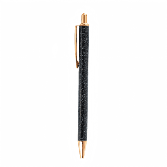 Leeye Glittering Gold Dust Click Pen, Elegant Retractable Ballpoint Pen for Women, Smooth Writing Metal Barrel Office Pen, Professional Journaling Stationery Gift, Black
