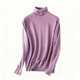 thumbnail image 5 of Zedker Oversized Turtleneck Sweaters For Women Long Sleeve Chunky Knit Pullover Tops Basic Thermal Shirts Winter Clothes Purple S, 5 of 8