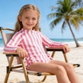 thumbnail image 7 of Xdegoge Toddler Girls Swimsuit One Piece Zip Front Long Sleeve Striped Rash Guard Swimwear Side Bow Detail Quick Dry Water Park Beach Vacation Summer Holiday Pink 1 Year, 7 of 7