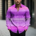 thumbnail image 2 of Polo Shirts for Men Slim Fit Button Down Long Sleeve Color Block Stripes Lapel Dress Shirts, 2 of 5