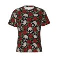 thumbnail image 3 of Naloa Red Rose Skull Men's T-Shirt Sport T-shirt Men's Basic Tee Casual Men's Shirt, Round Neck, Short Sleeves - 3X-Large, 3 of 5