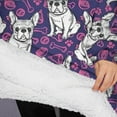 thumbnail image 3 of Oversized Wearable Blanket Hoodie,Purple French Bulldog Sherpa Blanket Hoodie with Super Pockets,Super Warm Fuzzy Pullover for Women & Men, 3 of 6