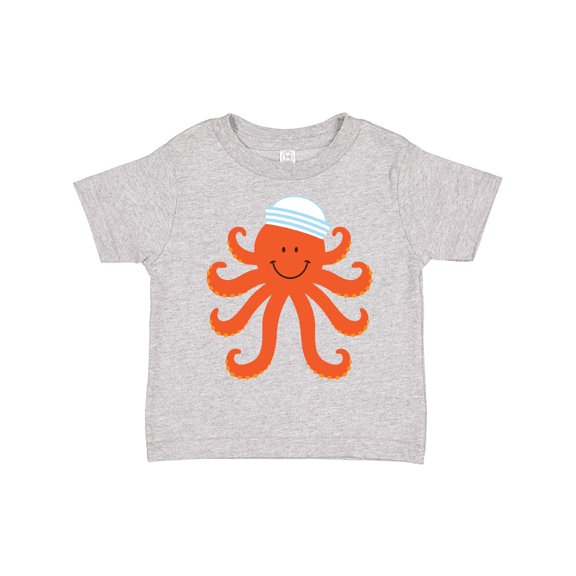 Inktastic Orange Octopus Cute Sea Creature Nautical Boys or Girls Toddler T-Shirt