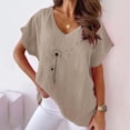 thumbnail image 2 of Busydd Womens Tops Summer Casual V Neck Blouses Fashion Floral Print Tee Tops Loose Comfy Short Sleeve T Shirts Stylish Flowy Basic Going Out Tops Cotton Linen Shirts, 2 of 4
