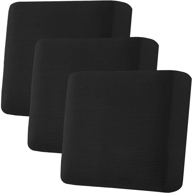 Juego de fundas de sofá superelásticas para asientos individuales, tela de sarga texturizada jacquard gruesa (fundas de cojines de sofá de 3 piezas, gris)Black3 Cushion XL Sofa