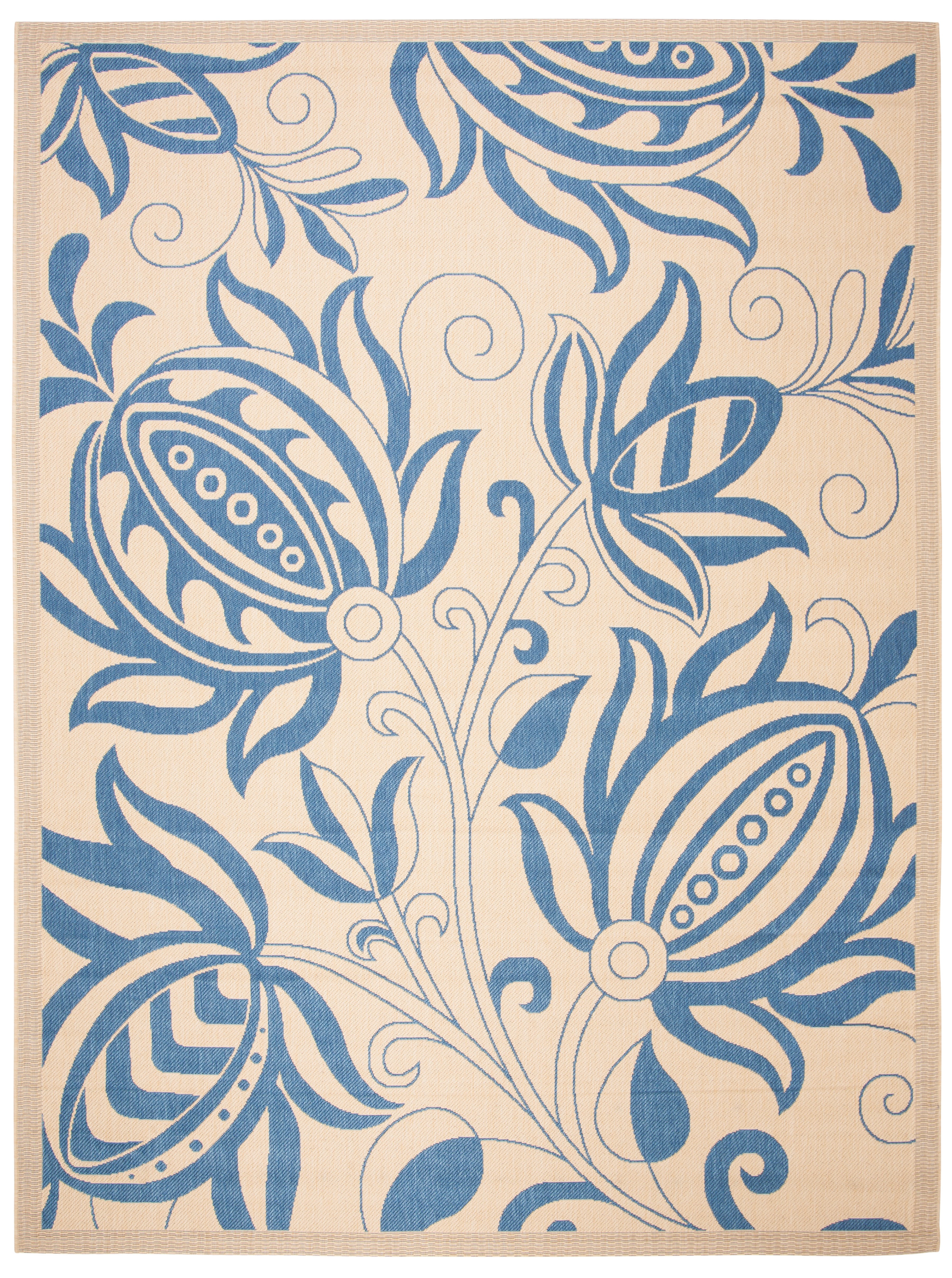 Safavieh Courtyard Crystal Floral Indoor/Outdoor Area Rug, Natural/Blue, 8' x 11'