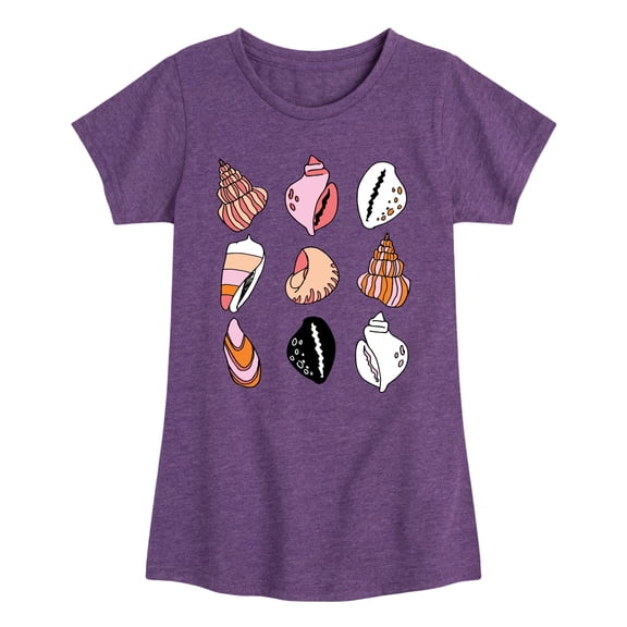 Instant Message - Seashell Grid - Youth Girls Fitted Short Sleeve T-Shirt