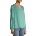 thumbnail image 6 of Time and Tru Women's Long Sleeve Split Neck Top, 6 of 6