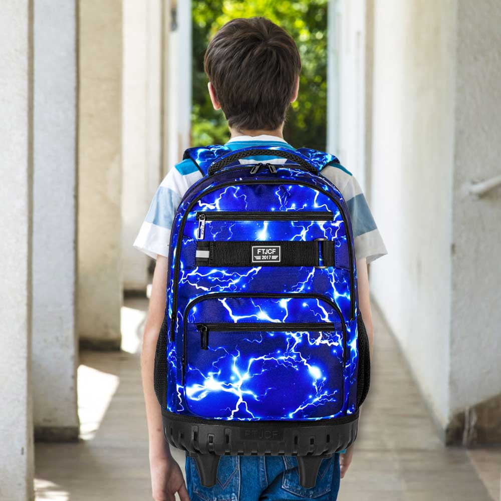 AGSDON Rolling Backpack for Women and Men, Laptop Travel Backpack Roller Wheeled Carry on luggage with Wheels for Teens, Colleges and Adults, Blue01, Large, Daypack Backpacks