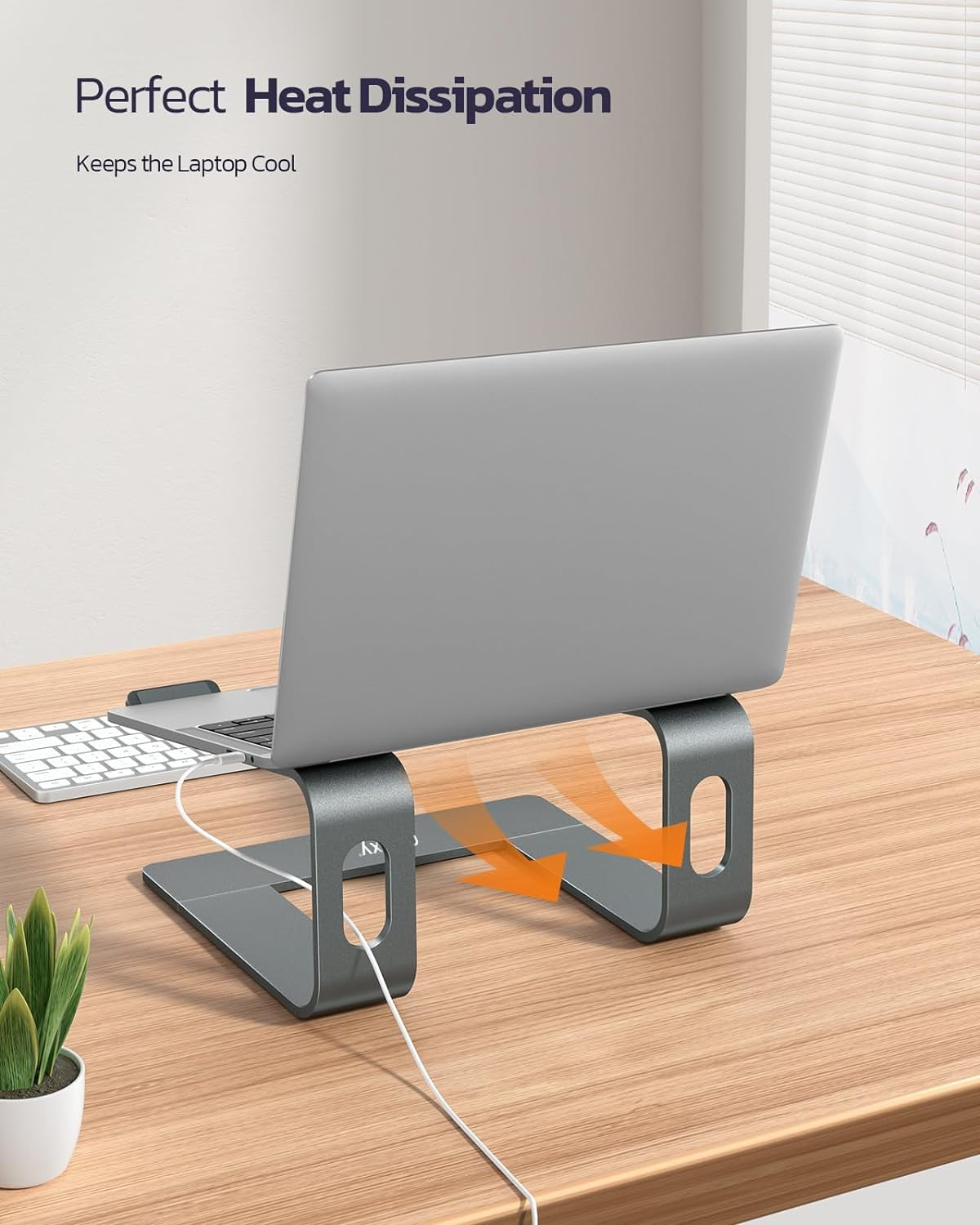 All-Aluminum Laptop Stand for Desk, Ergonomic Detachable Ventilated Cooling Computer Riser, Anti-Slip Design Notebook Holder Compatible with All 10-16" Laptops (MacBook, Dell XPS, HP, Lenovo)