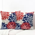thumbnail image 4 of Decorative Throw Pillow Covers Set of 2 Red Blue Pillow Covers 16x16 inch Throw Pillows Square Pillow Case,Farmhouse Outdoor Modern Floral Pillow Covers for Couch Sofa Living Room, 4 of 7
