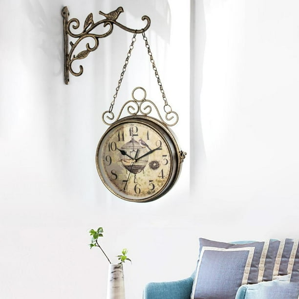 Reloj de Pared de dos cara de Inspiracion Vintage Reloj de Pared de exterior exterior exterior de Metal Reloj de Estacion Caras Decoracion Del Macarena reloj de pared Walmart en linea