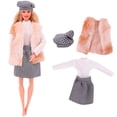 thumbnail image 3 of Conjunto de chaleco de piel para muñeca, abrigo + vestido/traje informal para Barbies de 11,8 pulgadas, accesorios de ropa, chaqueta de felpa, regalo para niños, 4 Uds., 3 of 4