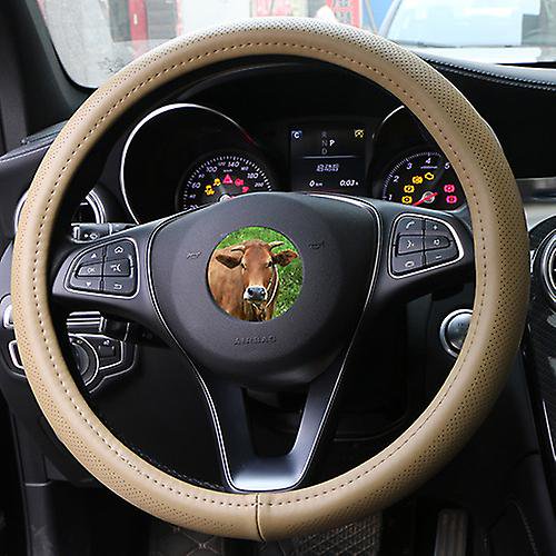 Genuine Leather Car Steering Wheel Cover Wavy Lines Design Universal Silica Gel Liner Steering-wheel Braid Snake Skin Pattern