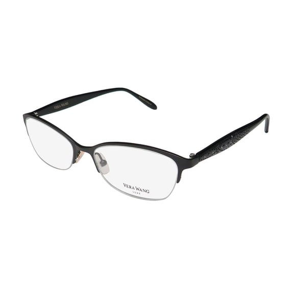 NEW VERA WANG LUXE MARCELINE WOMENS/LADIES CAT EYE HALF-RIM BLACK FRAME DEMO LENSES 51-16-135 EYEGLASSES/GLASSES