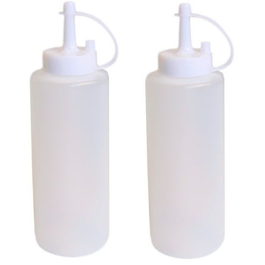 2 Clear Plastic Squeeze Bottle Condiment Dispenser Ketchup Mustard Sauce 22 Oz !