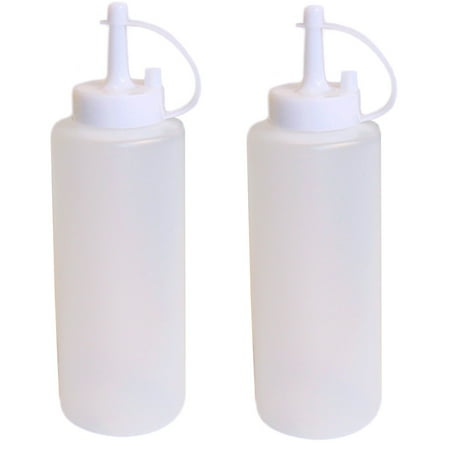 

2 Clear Plastic Squeeze Bottle Condiment Dispenser Ketchup Mustard Sauce 22 Oz !