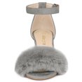 thumbnail image 2 of BLISSFUL STEP Women's Solid Color Faux Fur Ankle Strap Block Heels Sandals, 2 of 6