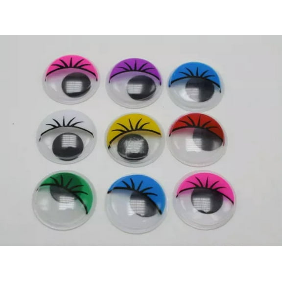 U8MO 100 Mixed Color Eyelashes Wiggly Wobbly Googly Eyes 20mm foy DIY Doll Scrapbook-20mm 100Pcs