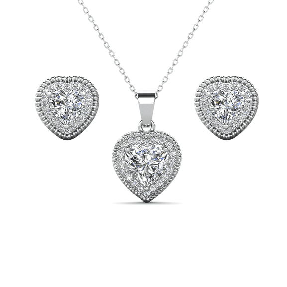 Cate & Chloe Coraline 18k White Gold Plated Jewelry Set with Simulated Diamond Crystals for Women