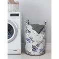 thumbnail image 3 of Floral Laundry Bag, Flower Bouquets Flourishing Buds of Summer Garden Meadow Blossoms Pattern, Basket with Handles Drawstring Closure for Laundromats, 13" x 19", Blue Violet and Grey, by Ambesonne, 3 of 4