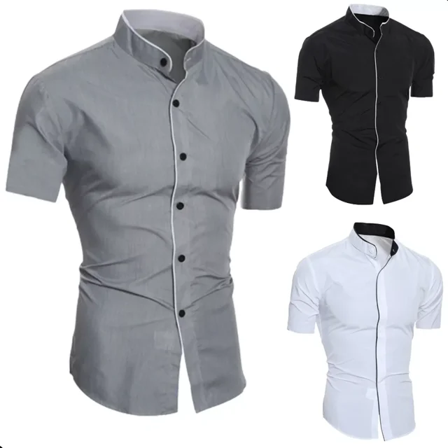 Camisa Hombre Manga Corta Corte Pegado Casual Camisas