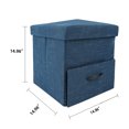 thumbnail image 3 of Hofitlead 15 Inch Storage Ottoman Cube, Folding Square Storage Ottoman with Tray&Drawer Footstool, Bedroom (Blue, 1 PCS + Side Drawer), 3 of 9