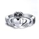 thumbnail image 1 of Anillo de boda de Acero inoxidable Zulema plata antigua corazón palma corona Tamaño 7, 1 of 4