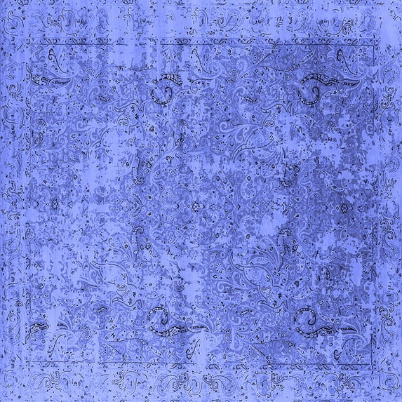 Ahgly Company Indoor Square Oriental Blue Industrial Area Rugs, 5' Square