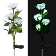 thumbnail image 3 of Spencer LED Solar Flower Light Waterproof Landscape Lights with 5 Rose Flowers, Solar Garden Lights Floral Outdoor Stake Lights for Patio Yard Lawn Pathway Decor, White, 3 of 12