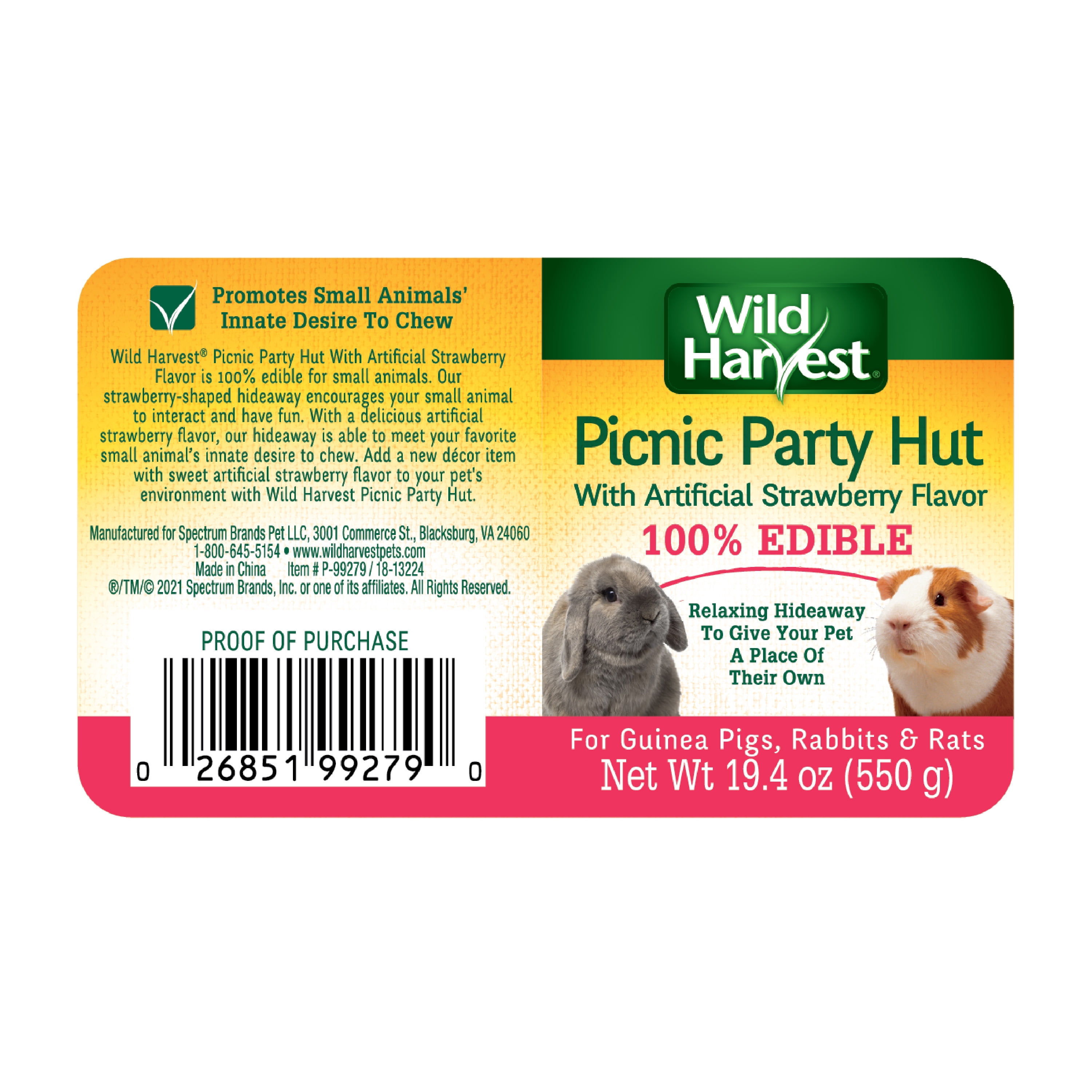 Wild Harvest Picnic Party Strawberry Hut for Small Animals, 9.84" x 9.84" x 5.91"