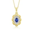thumbnail image 2 of RYLOS Matching Set 14K Yellow Gold Floral Pattern Halo Pendant Necklace & Ring. Gemstone & Diamonds, 18" Chain. 6X4MM Blue Star Sapphire September Birthstone; Size 10, 2 of 9