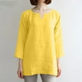 thumbnail image 2 of JINMGG Fall Long Sleeve Shirts for Women Womens Spring and Summer V-Neck Long Sleeve Solid Loose Casual Cotton Yellow XXXXXL, 2 of 6