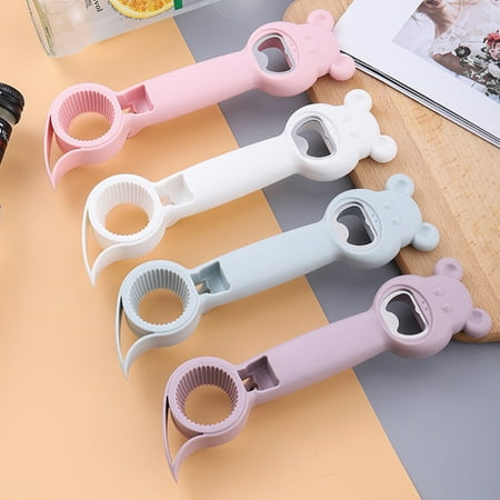

Bluelans Beer Bottle Opener Eye-catching Cartoon Shape Plastic 4 in 1 Multifunctional Bottle Opener for Home